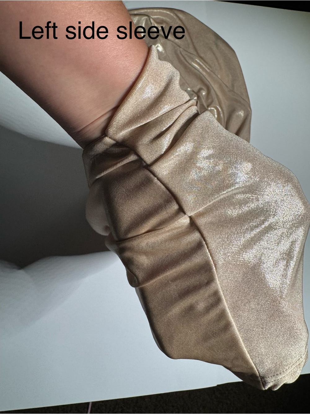NWT New York & Company metallic gold blouse with a draped scoop neck - Picture 5 of 5